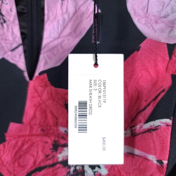 MILLY Black Floral Mini Sheath Cocktail Dress - Picture 8 of 15